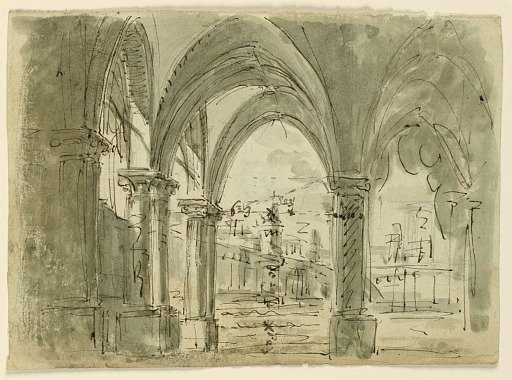 Stage Design, Portico with Buildings