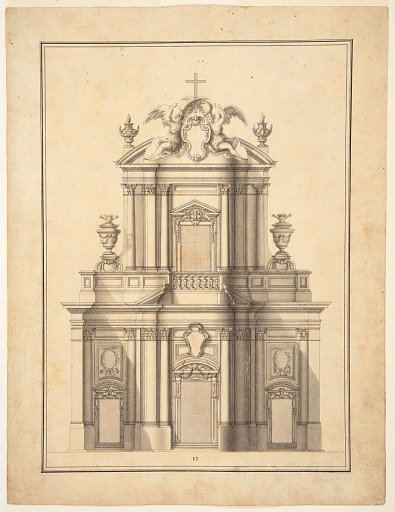 Elevation of the Facade of Santa Maria dell'Orazione e Morte, Rome, Italy