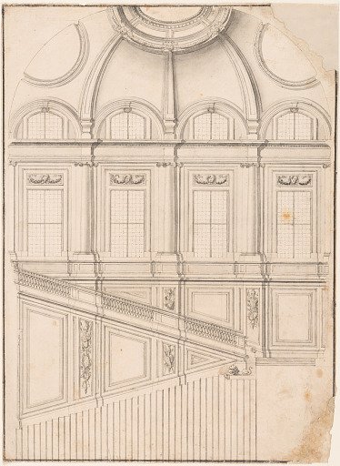 Design for the Grand Staircase at the Royal Palace of Caserta, Italy