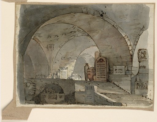 Stage Design, Underground Vaulted Space with Tombs