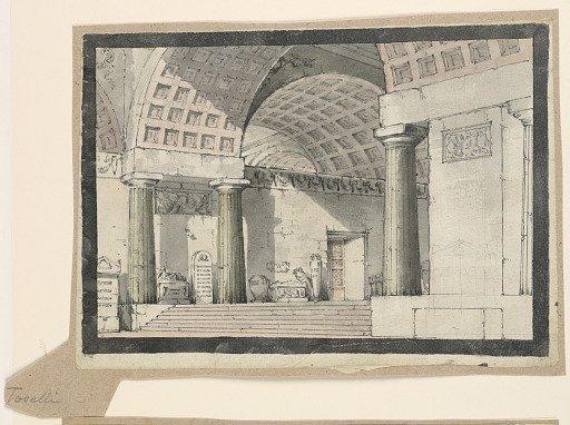 Stage Design, Classical Temple Interior with Tombs