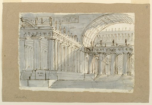 Stage Design, Antique Building with Porticoes