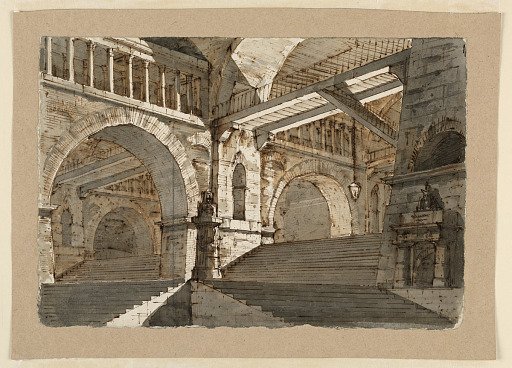Stage Design, Underground Stairways and Galleries of a Fortified Palace