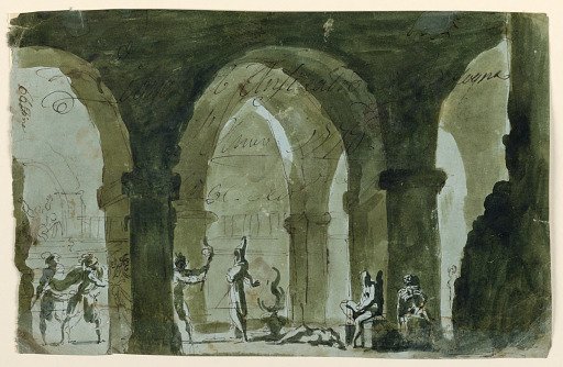 Stage Setting, People Rushing into Crypt