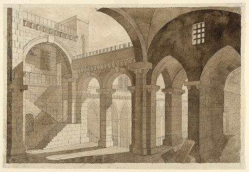 Stage Design, Prison in Gothic Building