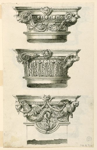 Six capitals of columns, one of a pillar, with alternative suggestions