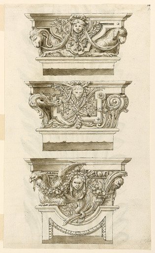 Three capitals of pillars, with alternative suggestions