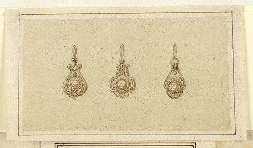Design for three pendants with diamonds