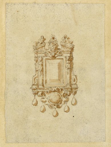 Design for brooch with couped pediment and diamond
