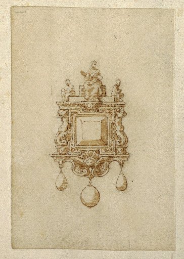 Design for brooch with seated woman