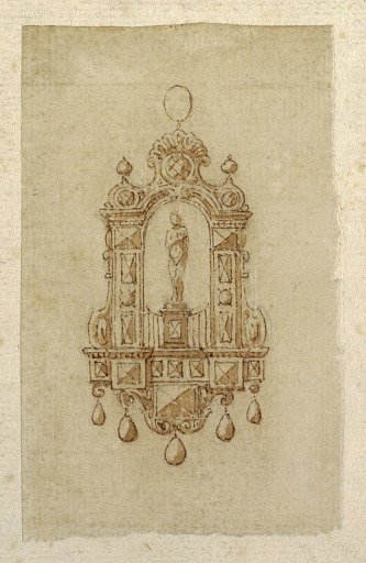 Design for brooch with standing nude woman