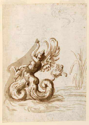 A Winged Mer Hermaphrodite and Sketches for a Bowl