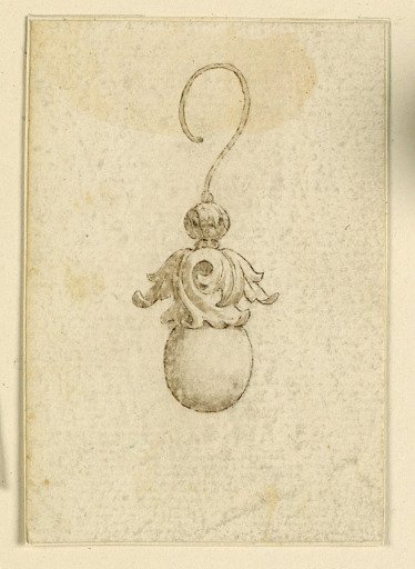 Design for earring with diamond and leaf volute