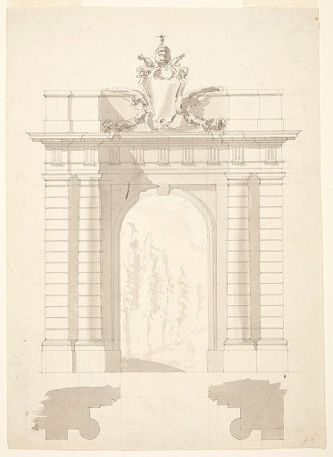 Design for an Elevation and Plan of a Doorway Leading into a Park