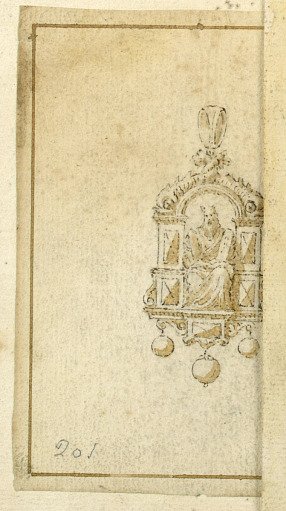 Design for brooch with seated man (Moses?)