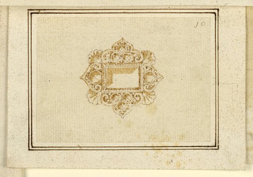 Design for oblong brooch with diamond