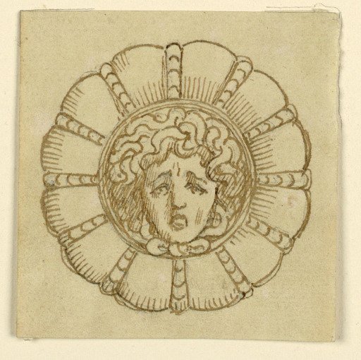 Design for brooch with head of Medussa