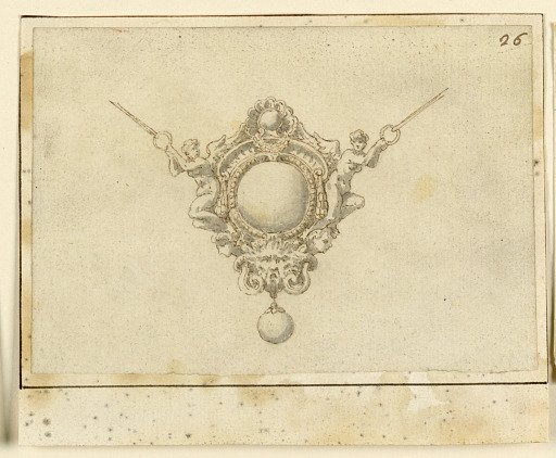 Design for pendant with winged geni