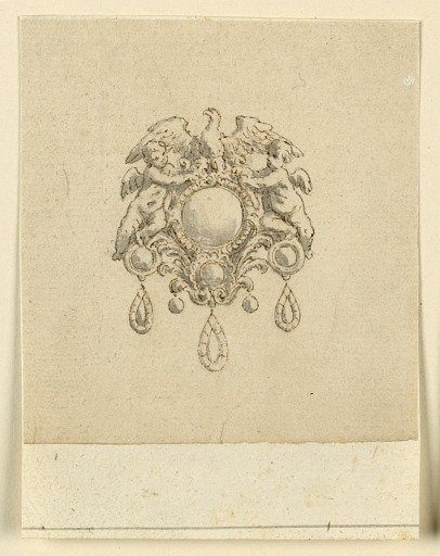 Design for brooch with putti and eagle