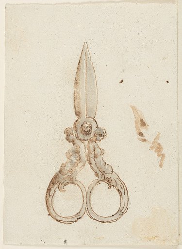 A Pair of Scissors with Handles Formed by Half-figures of Women with Rinceaux as Legs
