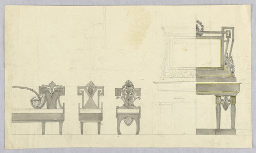 Designs for a Sofa, Chairs, and Vanity Table