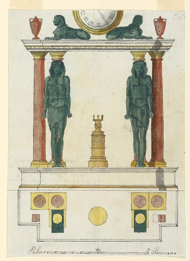 Design for a Vase Clock in Egyptian Style