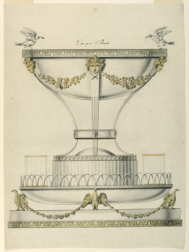 Design for a Tray with Punch Bowl and Glasses