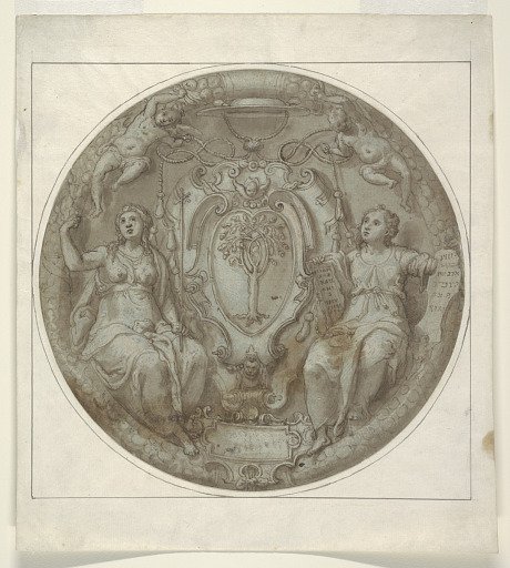Design for a Tondo with Arms of Cardinal Giulio della Rovere