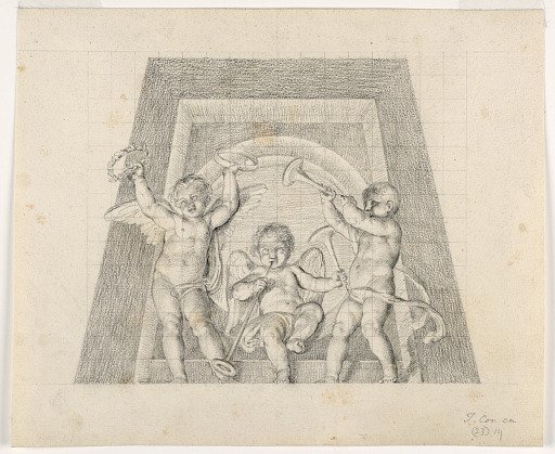 Three Putti with Trumpets, Design for Lunette of the Sala delle Muse, Museo Pio-Clementino, Vatican