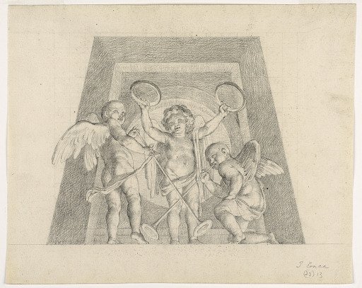 Three Putti with Tambourines and Trumpets, Design for Lunette of the Sala delle Muse, Museo Pio-Clementino, Vatican