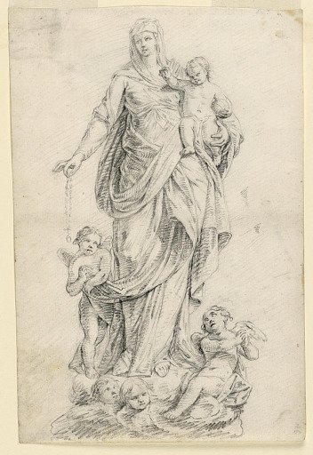 Sheet 15 of a Drawing Book, Group of the Madonna of the Rosary
