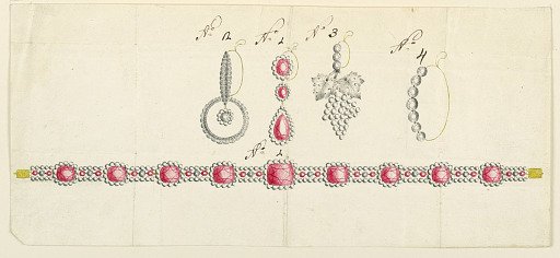 Designs for a Necklace and Four Earrings