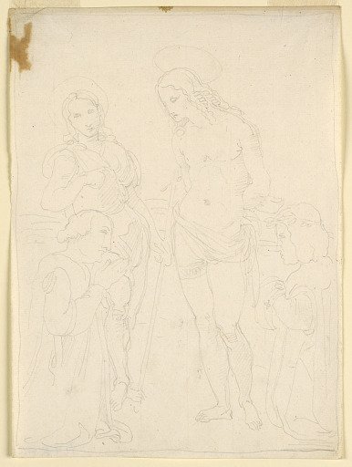 A Female Martyr, Saint John the Baptist, and Two Devouts