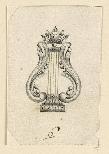Design for a Brooch or Earring in Shape of a Lyre