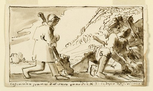Soldiers or Workers in Landscape