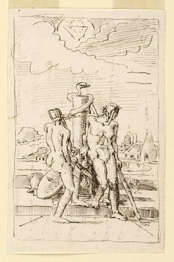 Classical Figures with Snake on Monument