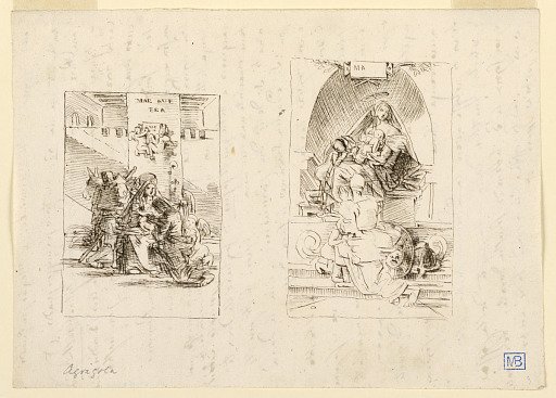 Sketches, Possibly the Rest on the Flight to Egypt and Figures Worshipping the Virgin and Child