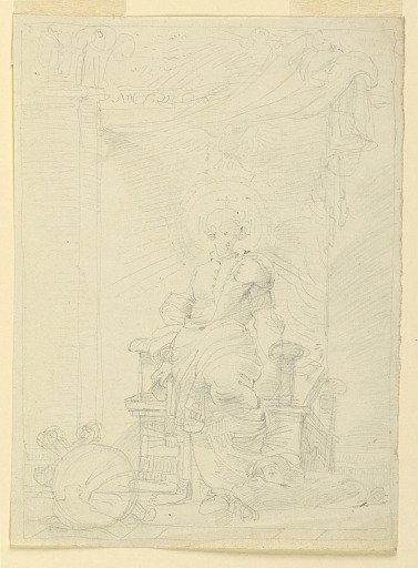 Sketch, Figure in Classical Throne with Attributes of Christianity or War