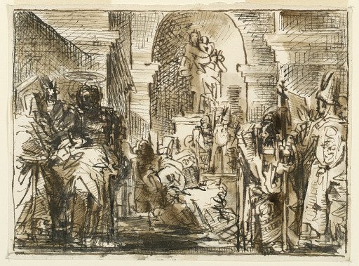 Virgin in Niche, Ecclesiastical Figures
