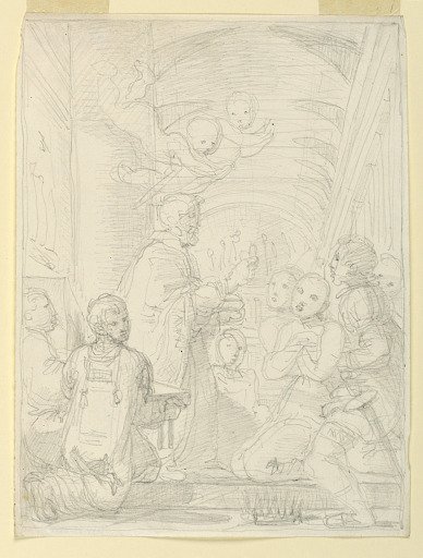 Saint or Ecclesiastic Figure Administering Communion