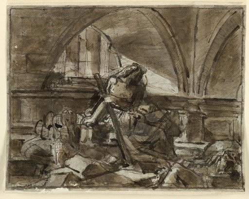 Sketch, Seated Allegory in Architectural Setting