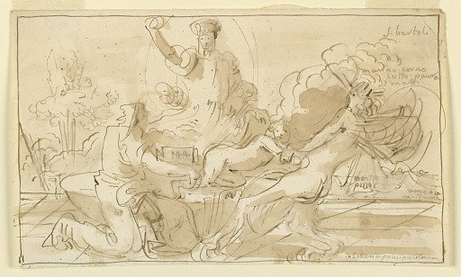 Sketch, Enthroned Figure with Figures Fighting over Child