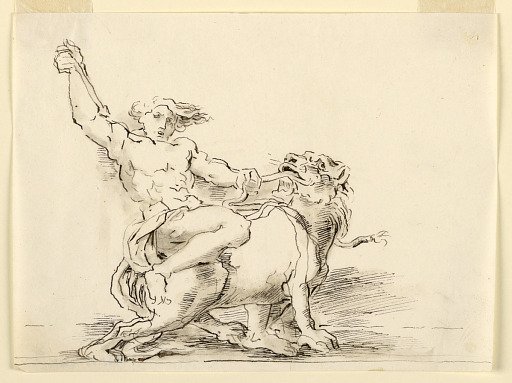 Sketch, Hercules Slaying the Lion (?)