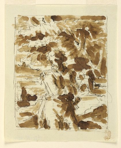 Sketch, Classical Male Figure in Landscape