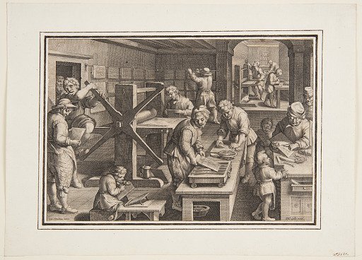 Engraving on metal; Engravers on a ship