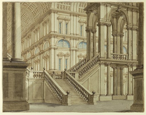 Stage Design; Palace Courtyard with Staircase