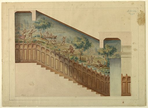Design for Portion of Stairway in Château-sur-Mer, Newport, Rhode Island