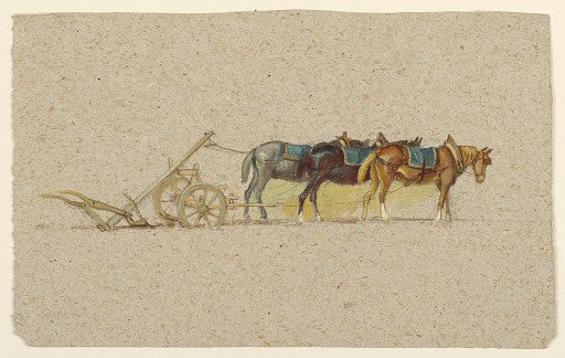 Study of Three Horses with a Plow, France