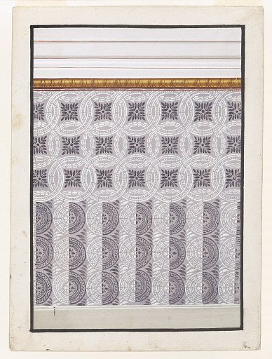 Design for Painted Decoration of a Wall, with Alternate Suggestions