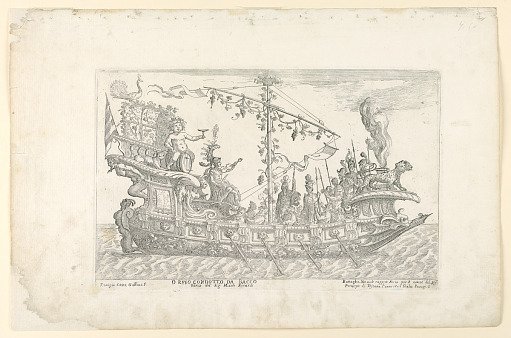 Orfeo condotto da Bacco, barca del Sig. Nicolo Berardi, from Vessels of the Wedding Celebration of Cosimo de' Medici in 1608, plate 13